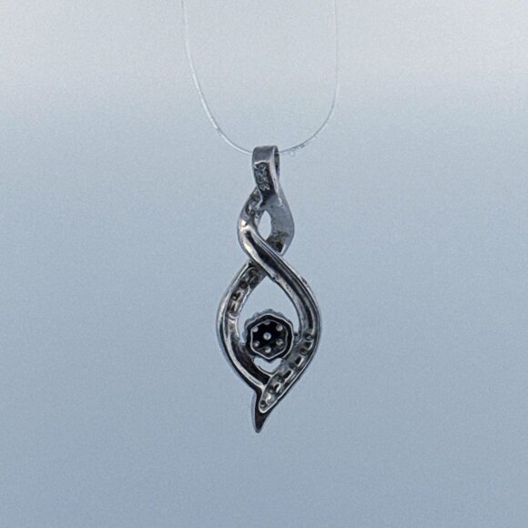 Estate Sterling Silver 925 Pendant Twisted Design CZ Accent, 1.19in, 2.3g, No Ch - Picture 3 of 8